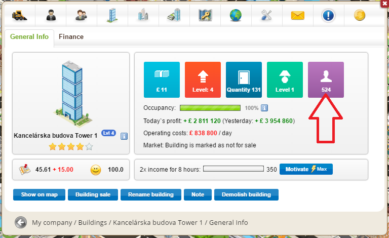 Number of jobs in buildings Number of jobs in buildings