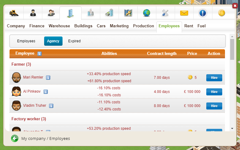 `Hirable` employees `Hirable` employees